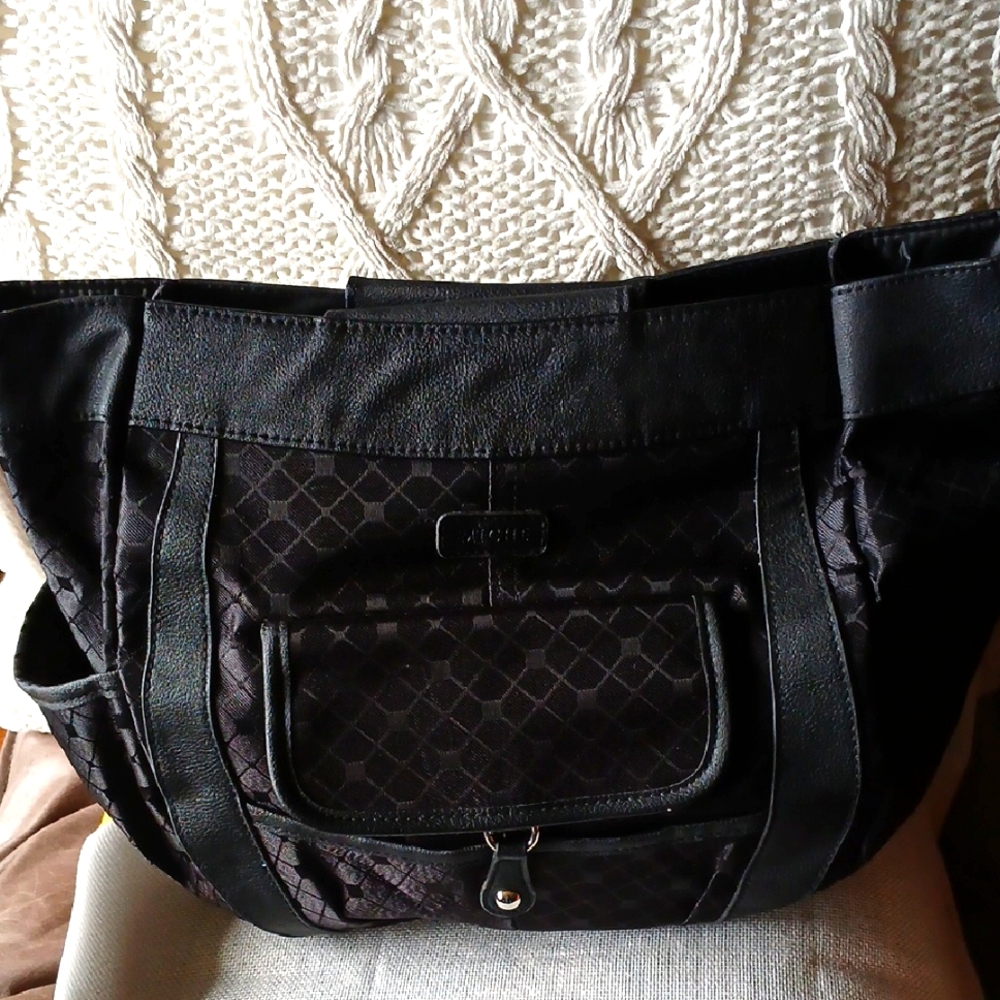 Miche Black Quilted Tote Bag with Metallic Accents